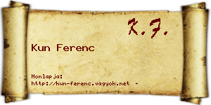 Kun Ferenc névjegykártya